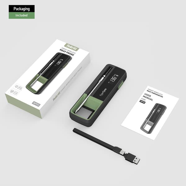 Vanntett enkeltprobe Smart WiFi Bluetooth Kjøtttermometer APP-kontroll Ovn Grill BBQ Temperaturmåler