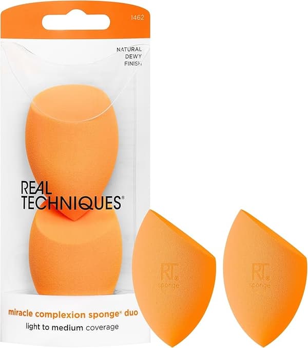 Real Techniques Miracle Complexion Makeup Svamp Fuld Dækning Foundation, 2-pak (Emballage kan variere)