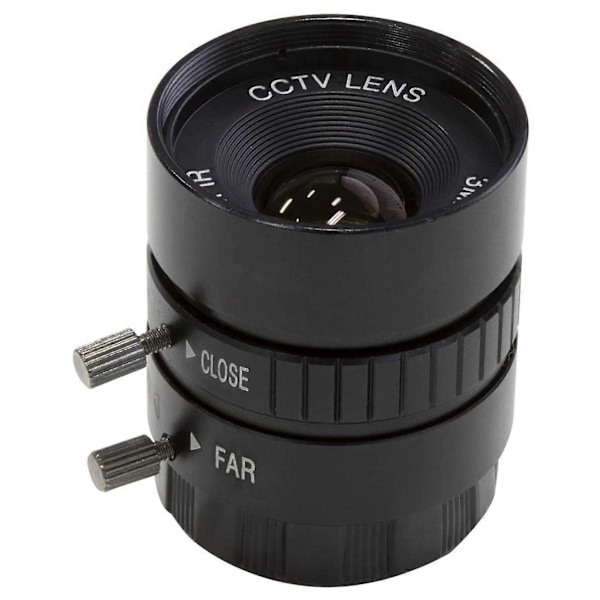-Mount-objektiv för HQ-kamera, 12 mm längd med manuell fokus och justerbar bländare