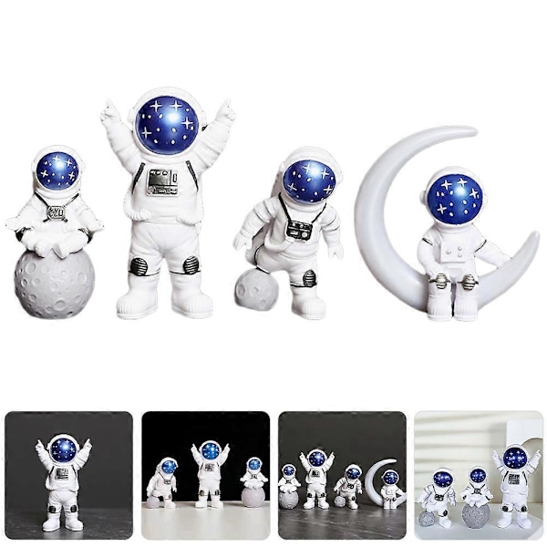 1 Sæt Mini Astronaut Modeller Astronaut Statuer Grå Dekorativ Rumdekoration Astronaut Hjem Desktop Dekoration