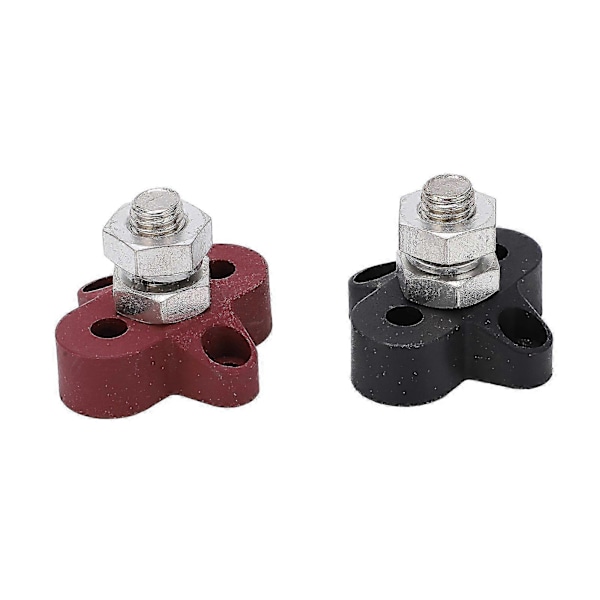 2 stk M10 Batteri Strømfordelingsblokk Isolerte Metallterminaler DC48V Maksimalt for Biler Bobiler ATV