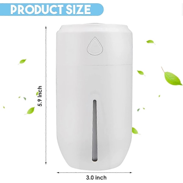 Bilfuktare, Mini Bärbar Fuktare, Personlig USB-Fuktare För Bil, Tyst Luftfuktare För Bil, Babyrum, Kontor Resa Vit