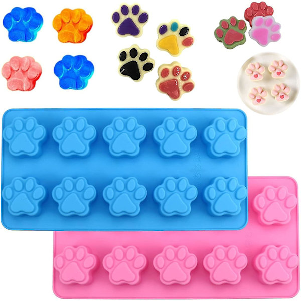 2 Pcs Silicone Paw Print Moulds, 20-cavity Chocolate Paw Mould Puppy Dog Paw Gift