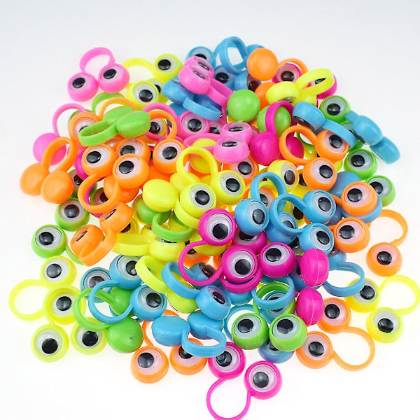 50 st/set Ögon Fingerdockor Googly Eyes Ringar Cartoon Fingerringar Ögonboll Ring Kit Party Favörer Present För Barn Pojke Flicka