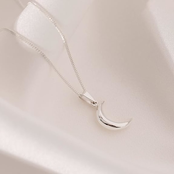 Halsband, kedja med månpendel, sterling silver, mått: 15 x 4 mm, presentask