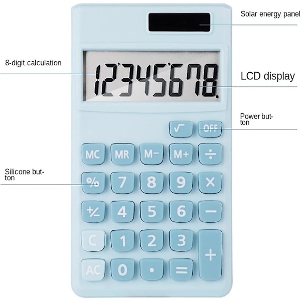 2 Pakkaus Mini Laskinta, Taskulaskin 8 Numeroinen Aurinko- ja Paristokäyttöinen Toimistolaskin, Perusstandardi Laskin, Kaksoisvirtalähde Työpöytälaskin Koti- ja Toimistokäyttöön