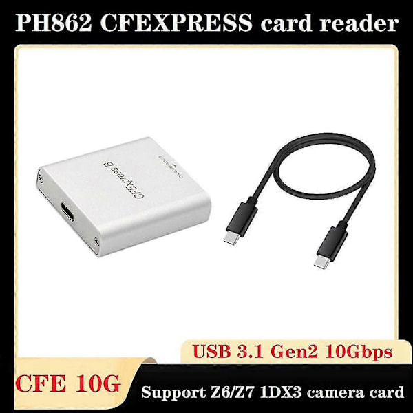 Ph862 CFexpress Cfe -kortinlukija + Type-C - Type-C -kaapeli USB3.1 Gen 2 10 Gbps Nopea Kannettava Kortinlukija