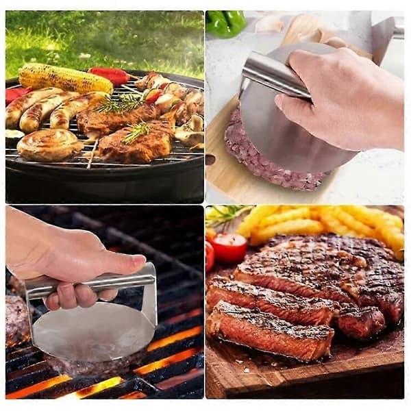 Rustfrit Stål Kødpresse Steak Hamburger Kødpresse Non-Stick