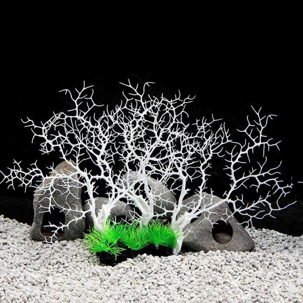 Akvaariokasvit Coral Tree Ornament Vedenalainen Sisustus Ornamentti 15x11 tuumaa Valkoinen
