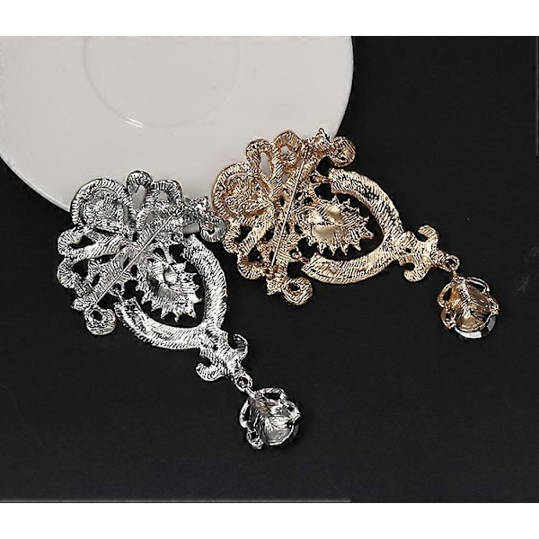 Silver/Guldpläterad Kristall Rhinestone Brosch Nål Set för DIY Bröllopsbukett Kit