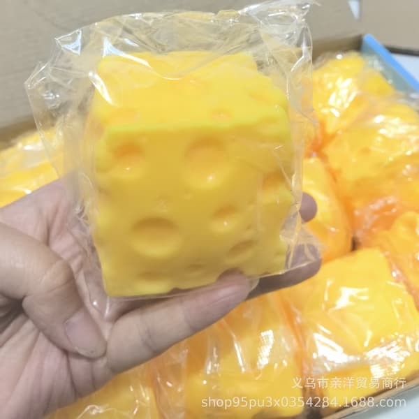 Firkantet Ost Squishy Stressaflastende Legetøj, Simuleret Mad Langsom Rebound Fidget Legetøj Til Angstlindring
