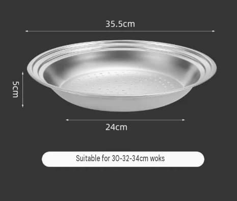 Multifunktionell ångbricka i rostfritt stål, dräneringsplatta, universellt ångställ som passar för 30/32/34 cm wok