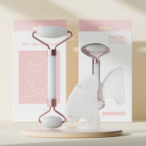 Ansiktsrulle Massager Icke-Rosa Kristall Jade Resin Manuell Jade Push Ansikte Dubbelsidig Rulle Massager