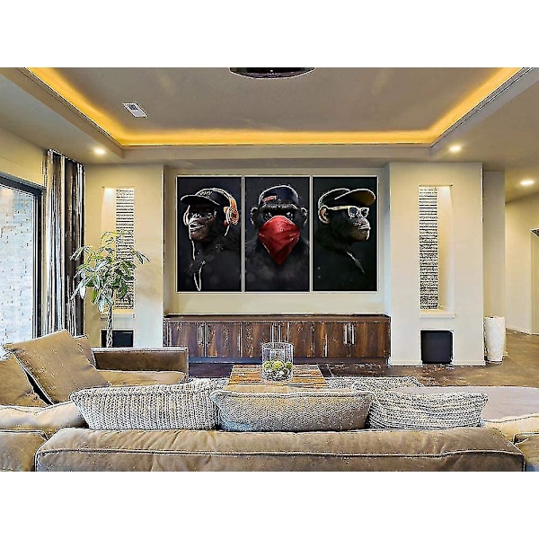 Wise Monkeys Canvas Wall Art Print Canvas Prints För Vardagsrum Modern Heminredning 30x50cm 3 Delar Canvas Endast