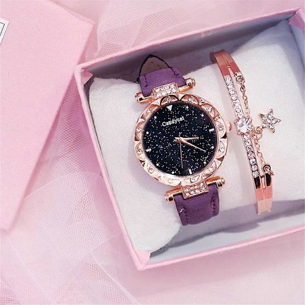 Fashion Enkel Kvarts Armbandsur Dam Armband Lyx Diamant Damklocka Rosa Urtavla Armbandsur Armband