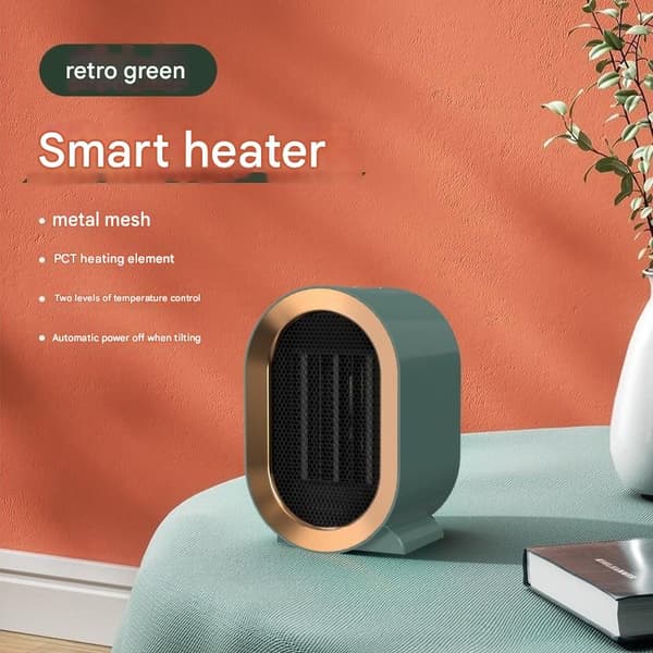 Bærbar 1200W romvarmer med 2 varmeinnstillinger (grønn)
