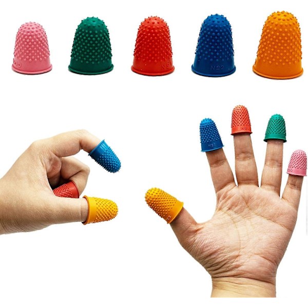 5 stycken gummifingerringar för fingerspels skydd