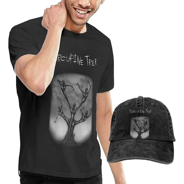 Porcupine Tree Miesten lyhythihainen T-paita ja pesty Cowboy-hattu Rosa S