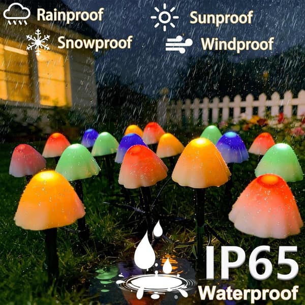 Solcellehagelys 5M 20 LED Sopp Solcellelys Utendørs Hage, Vanntett Paddehatt Stake Lys
