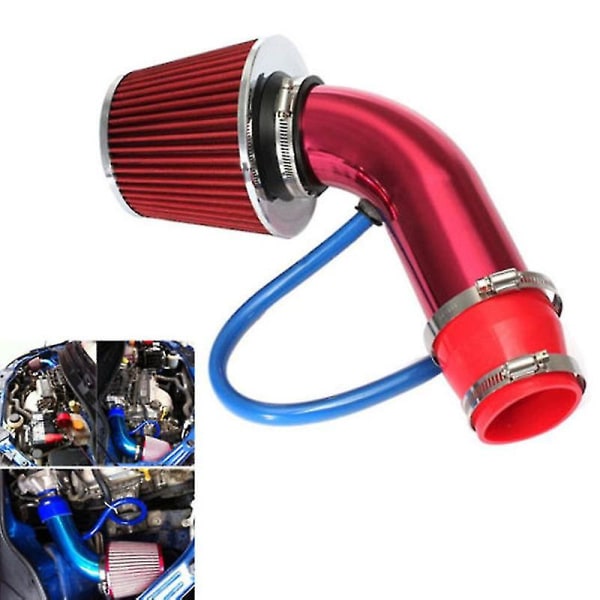 3 tommer bil kold luft indsugningsfilter aluminium induktionssæt Rørslangesystem (rød)