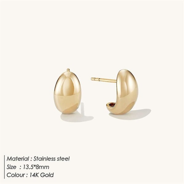 14k gullbelagt sterling sølv post huggie øreringer | Gull kuppel huggie hoop øreringer for kvinner Pxcl