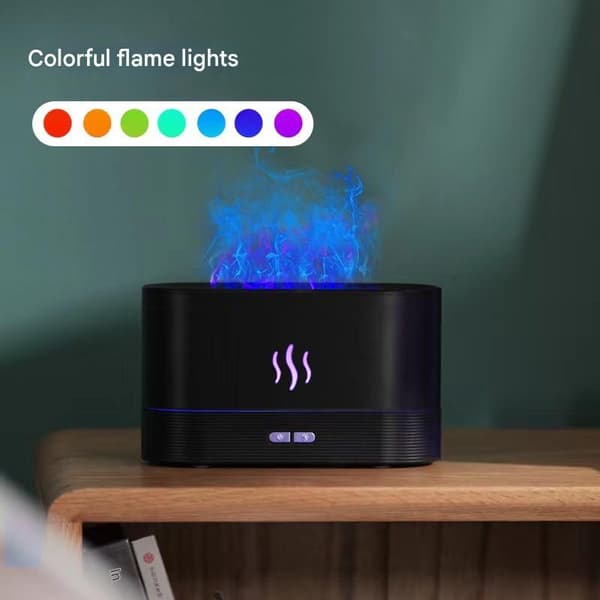 7-farvet flamme aroma diffuser, LED lys luftfugter til hjem og kontor