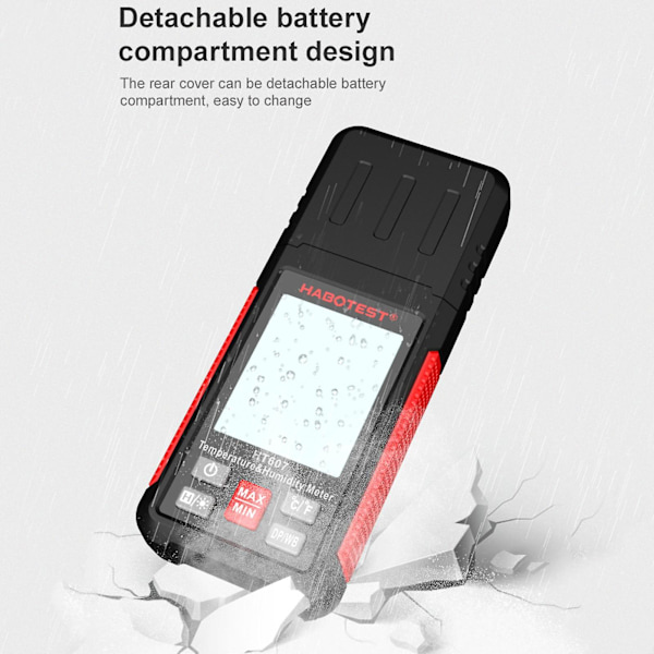 HABOTEST HT607 Digital Hygrometer Handhållen Temperatur & Luftfuktighetsmätare Termo-hygrometer LCD