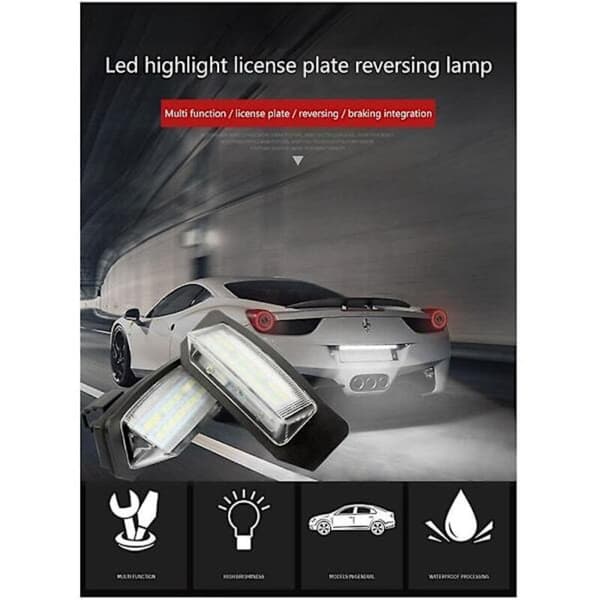 To sorte LED-nummerpladepærer [dB] egnet til Mitsubishi Outlander 2/3, Lancer, Eclipse 3/4, Cross, Galant, Xpander og i-MiEV.