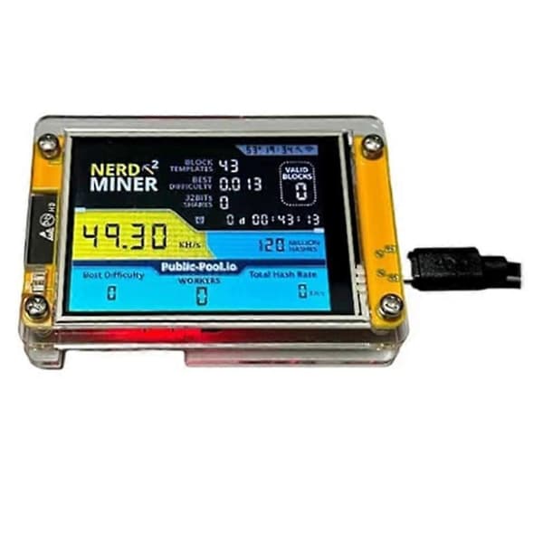 NerdMiner V2 2.8 Tommer Display BTC Solo Lotteri Nerd Miner Krypto Bitcoin Mining Maskine