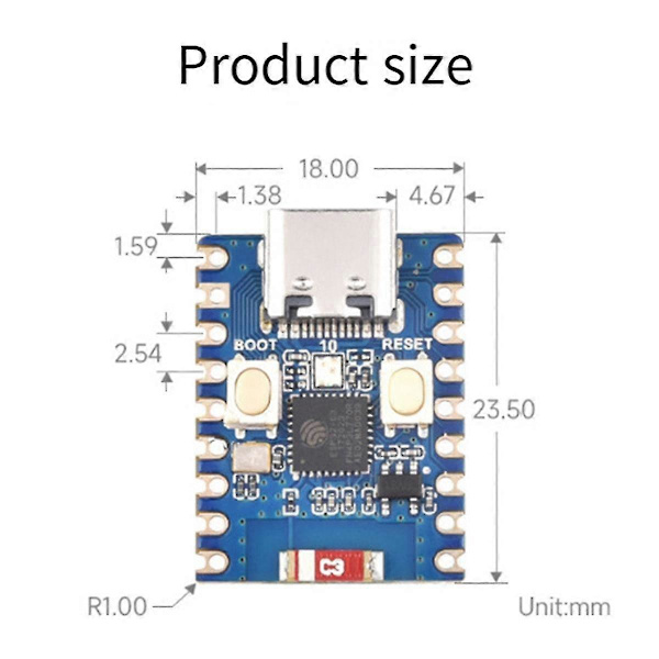 ESP32-S3-Zero Mini Utviklingsplattform ESP32-C3FN Modul Kompatibilitet WiFi Bluetooth RISC-V Embedded Utviklingsplattform