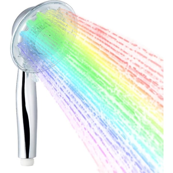 LED-duschhuvud Handdusch med 7 växlande färger Duschhuvud - justerbart vattenflöde