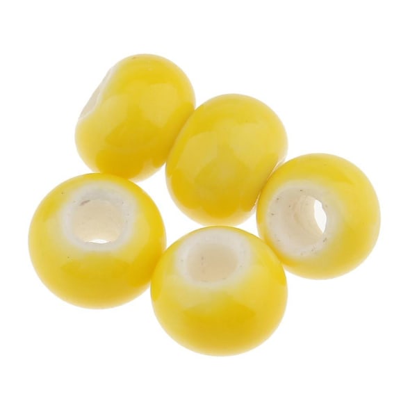 3x100 stk 6 mm keramiske løse perler Charms til gør-det-selv-smykker, gule