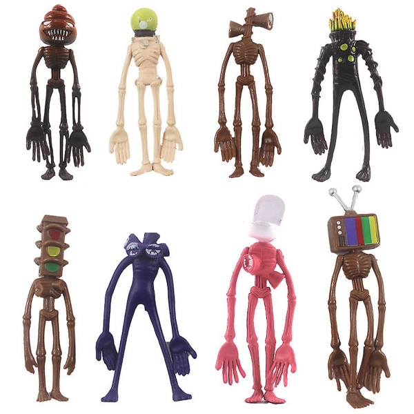 8 st Anime Siren Head Toy Tecknad Djurfigur Skräck Modell Dock Set Barngåva Flera stilar Sirenhead Figur Skulptur