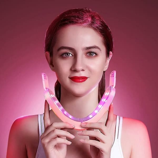 Ansigtsløftningsapparat LED-fotonterapi Ansigtsformende Vibrations-V-formet massageapparat Hvid