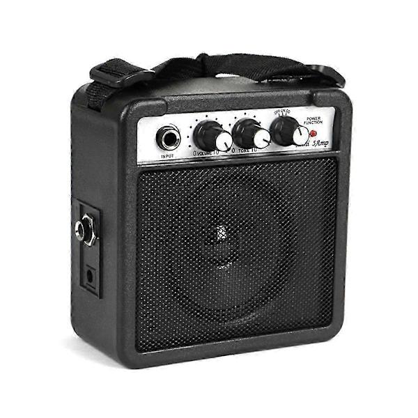 5W Mini Gitarrförstärkare Amp Högtalare med 3,5 mm & 6,35 mm Ingångar 1/4 Tums Utgång med Volym- och Tonjustering Överstyrning