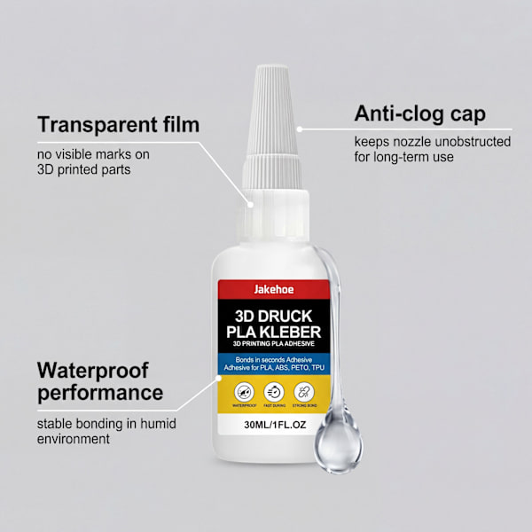 3D-printklæbemiddel (30 ml) – Hurtig binding til PLA/ABS/PETG/TPU