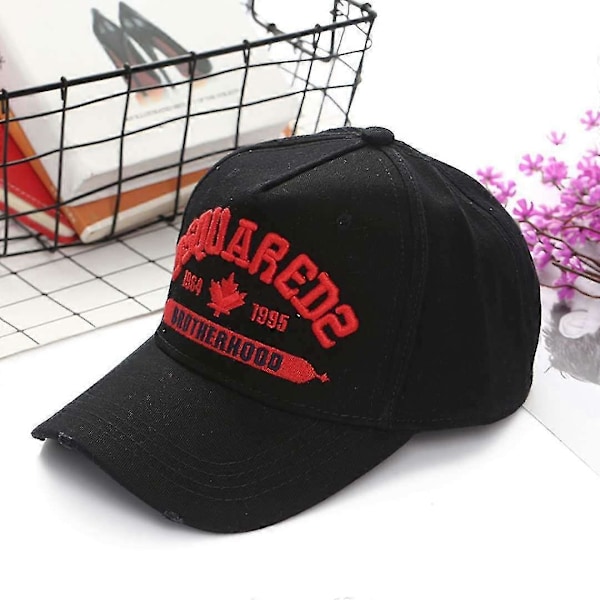 Mænds Baseball Cap Bomuld Peaked Cap Mænds Casual Sports Cap Broderi Bogstaver Dsquared2 Sort