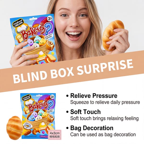 Blød Squishy Simulationsbrød Blindpose Mini Nøglering Rygsæk Vedhæng Tilfældigt Overraskelseslegetøj