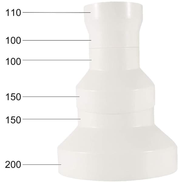 Reduktionsadapter til ventilationskanaler til in-line systemer (150-100 mm)