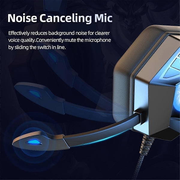 Kablet Gaming Headset med Mikrofon til Switch PC Computer Laptop Hovedtelefon A