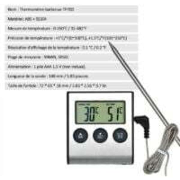 Matlagningstermometer 0-250°C med alarmtimer - Temperaturmätare för grillkök