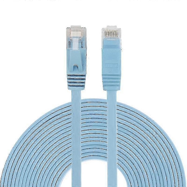 Hmwy-10m Cat6 Ultra-tynn Flat Ethernet Nettverkslan-kabel, Patch Lead Rj45 (blå)