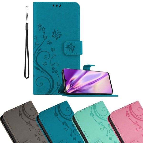 Huawei P30 Sleeve Cover Case case - kukkakuviolla ja telinetoiminnolla ja korttipaikalla femton# 44-45