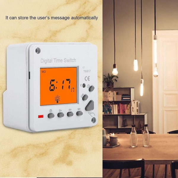 Digital Timer Elektrisk Programmerbar Smart Control Switch Timer med Bakgrunnsbelyst Display