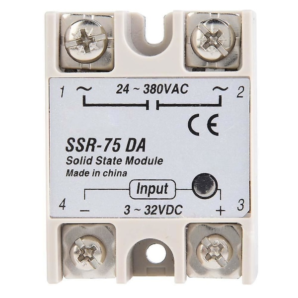 DC AC Solid State Relæ SSR-75DA 75A 3-32VDC til 24-380VAC SSR