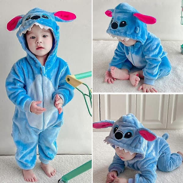 Tecknad Djurform Pyjamas Unik Form Lös Långärmad Nattlinne För Sovrum 90cm Blue Star