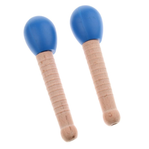 2 Stk Træ Sand Hammer Håndklokke Til Børn Læring Pædagogisk Legetøj Blå