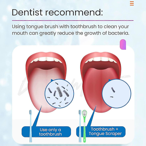 Tunge Skrape og Tunge Rengjøringsbørste Dobbeltsidig Myk Tungebeleggbørste, Bærbar Matvarekvalitet Oral Massasjebørste 2stk-rosa Blå