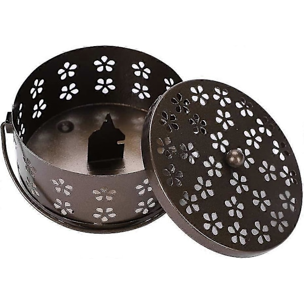 Klassisk Myggespiralholder Røg Røgelseholder Bærbar Censer Metal Tilbageflydende Røgelsebrænder Trækulsovn Med Håndtag Dæk Myggespiralboks Beholder