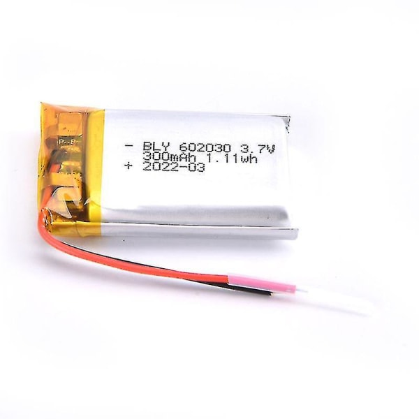 3,7v 300mah Li-ion 602030 Li-polymer oppladbart batteri